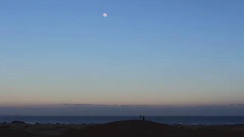 It's night on the dunes of Maspalomas Stock Footage 74139412