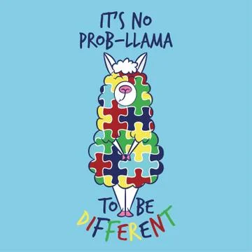 It's no prob-llama to be different. - Cute llama character. Illustrazione stock