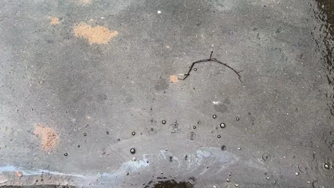 It's raining, drops are falling on the asphalt, a puddle of rainwater  Stock Footage 333147297