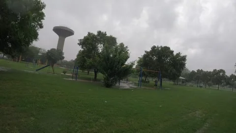 Its raining in a garden in Slow Motion Stock Footage 255723548