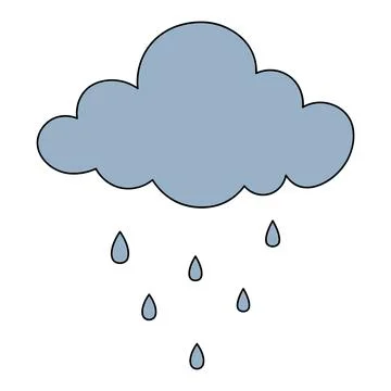 It's raining. Gray cumulus cloud and raindrops.  Curly cloud, the beginning. 库存插图