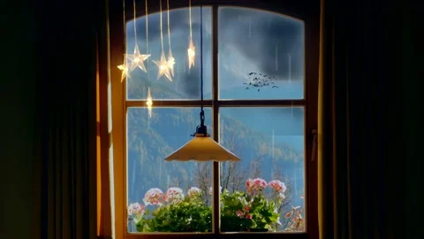 It`s raining outside. View from the window cozy jazz video Stock Footage 225066746