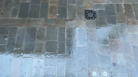 It's raining on the stone road Stock-Footage 223864523