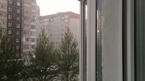 It's raining. View from the window for a downpour, rain. 스톡 동영상 88030122