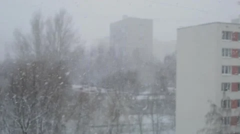 It's snowing in the city Stock Footage 46661570