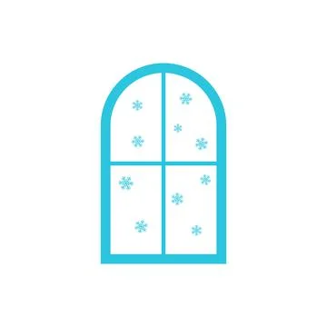 It's snowing, winter day. Window. From blue icon set. Stock Illustration