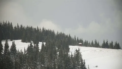 It's snowing winter mountain landscape Stock Footage 72198045