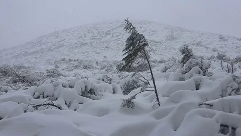 It's snowing winter mountain landscape Stock Footage 72198067