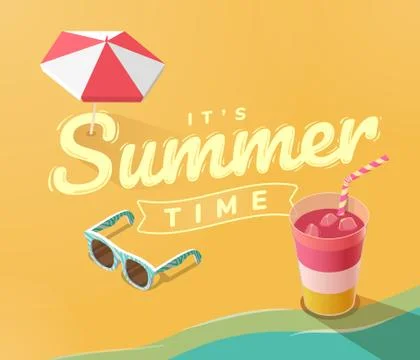 It's Summer Time on beach Stock Illustration