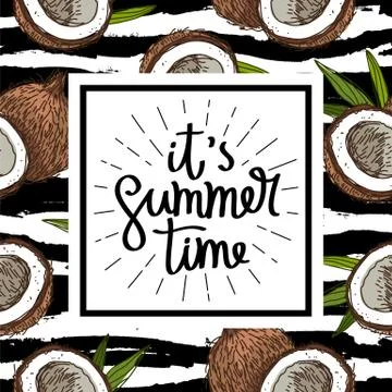 It's summer time. Coconut pattern Illustrazione stock