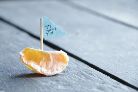 It's summer time. Creative concept. Ship with sail. Stock Photos