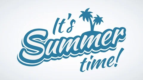 Its summer time exclamation text written with blue and white vintage calligraphy Stock Footage 129851052