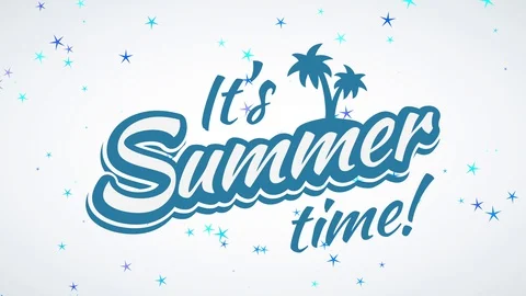 Its summertime time exclamation text written with blue and white antique Stock Footage 129851101