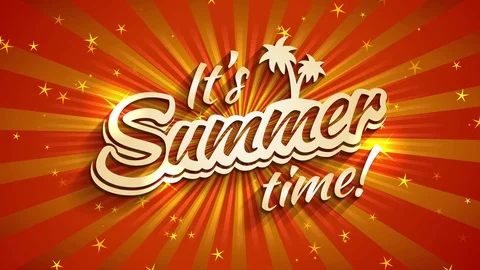 Its summertime time written with 3d typography with palm evergreen and sparkles Stock-Footage 129919054
