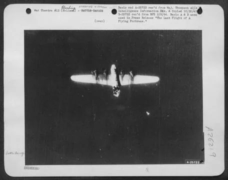 With its tail assembly completely destroyed as the result of a direct hit ... Stock Photos
