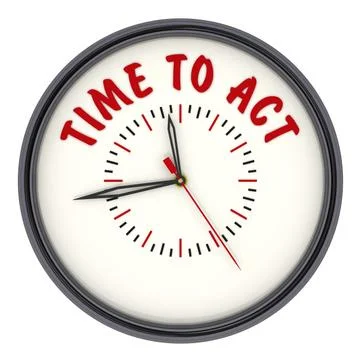 It's time to act. Clock with text 스톡 일러스트