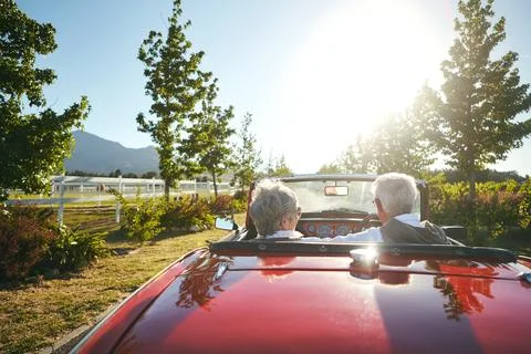 Its time to explore new places. a senior couple going on a road trip. Fotos Stock