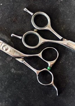 Its time for a haircut man. Still life shot of a set of shear scissors used for Stock Photos