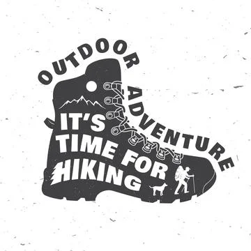It's time for hiking. Vector illustration. Extreme adventure. Hiking related  Stock Illustration