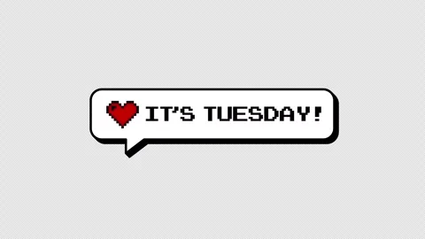 It's Tuesday! 8-bits pixel art neubrutalism balloon, ProRes Alpha. Stock Footage 316774301