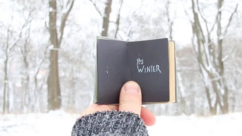Its winter idea - retro book with inscription Stock Footage 72317390