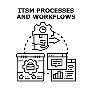 Itsm processes and workflows vector concept illustration Illustrazione stock