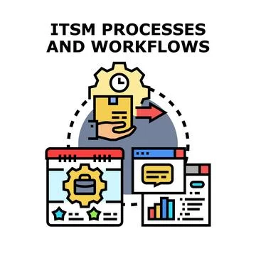Itsm processes and workflows vector concept illustration Stock Illustration