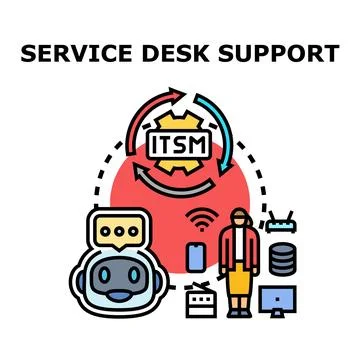 Itsm service desk support providing technical assistance Stock Illustration