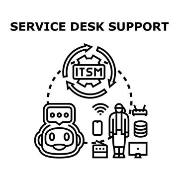 Itsm service desk support providing technical assistance Stock Illustration