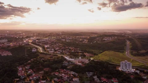 Itu highways at sunset, seen from above Stock Footage 130793524