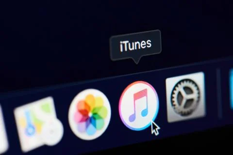 Itunes icon on screen Stock Photos