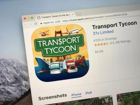 ITunes website selling Transport Tycoon Stock Photos