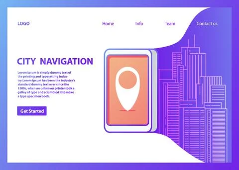 Ity navigation.Landing page interface design template.web page. Stock Illustration