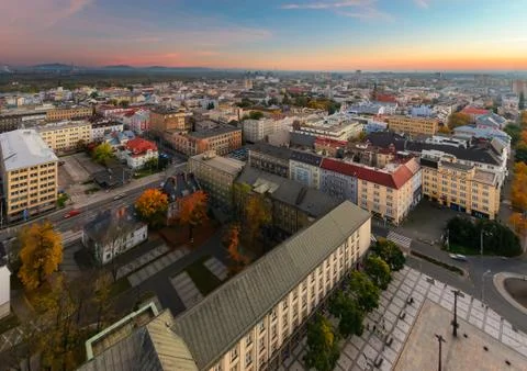 ?ityscape of Ostrava in the evening Stock Photos