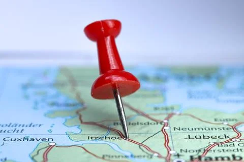 Itzehoe, Germany pin on map Stock Photos