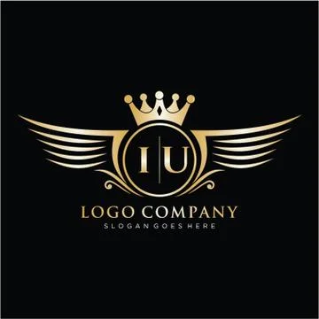 IU Letter Initial with Royal Wing Logo Template. Stock Illustration