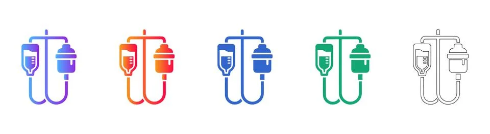 IV Drip Bag Vector Icon Collection Stock Illustration