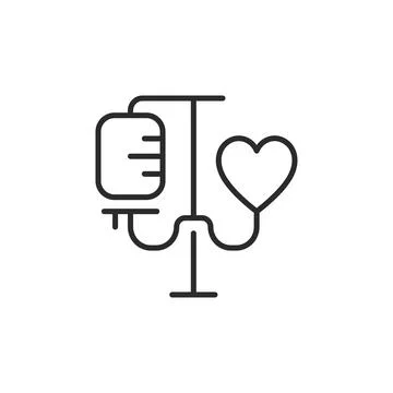 IV Drip with Heart Shape Icon Stock Illustration