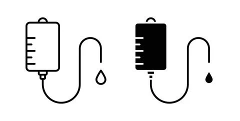 IV drip icon collection in black, Line icons, flat symbols Stock Illustration