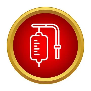 Iv drip infusion bag icon on red circle Stock Illustration