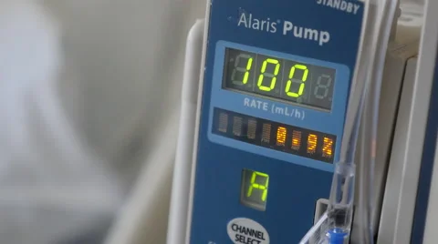 IV Drip Saline solution readout on the front of the machine Stock-Footage 41752492