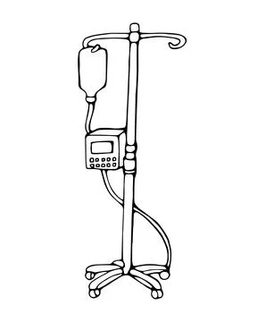 IV Drip Stand Doodle Illustration Medical Infusion Equipment Stock Illustration