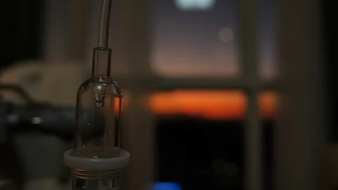 IV drop of saline solution for patient Stock Footage 99345142