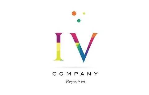 Iv i v  creative rainbow colors alphabet letter logo icon Stock Illustration