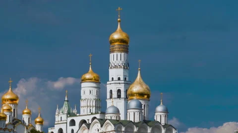 Ivan the Great tower, hyper lapse, Kremlin of Moscow, Russia Stock Footage 225302613