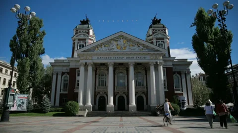 The Ivan Vazov National Theatre in Sofia, Bulgaria Stock Footage 34253646