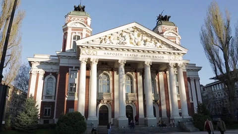 The Ivan Vazov theater in Sofia, Bulgaria Stock Footage 83758171