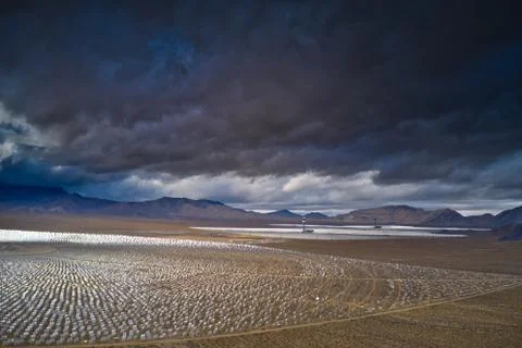 Ivanpah Solar Electric generating System in the California Desert Stock Photos