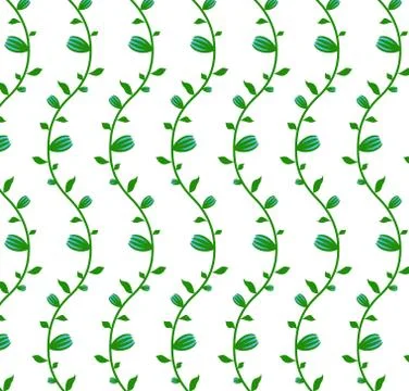 Ive with blue flowers, seamless pattern Stock Illustration