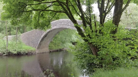 Ivelet Bridge crossing the River Swale, Yorkshire Dales, Yorkshire, England, UK Stock Footage 342280026